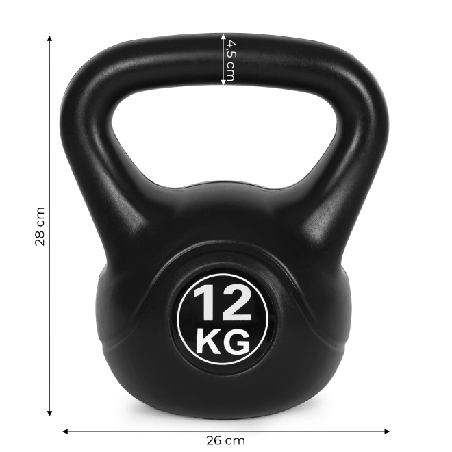 Kettlebell voor oefening zwart - 12kg