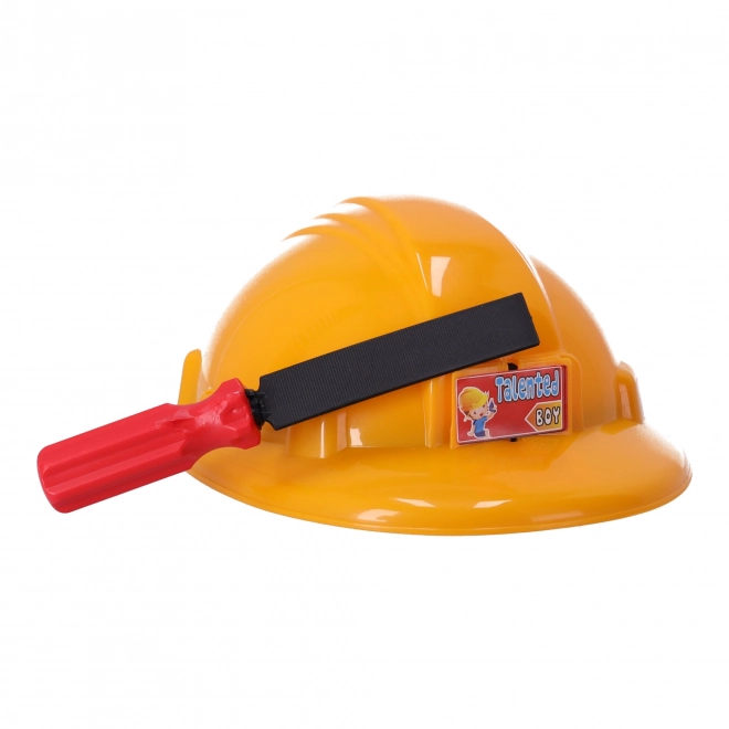 Set voor kleine klusser met helm en gereedschap
