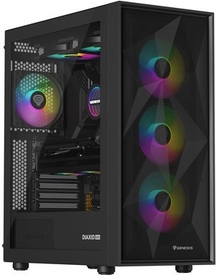 computerbehuizing genesis diaxid 605 argb midi-tower usb‑c zwart