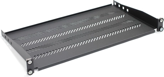 19" Rack Shelf 1U, 483 × 250 mm, Black, Perforated