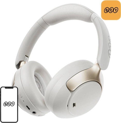 qcy h3 pro casque circum-aural sans fil avec anc – blanc