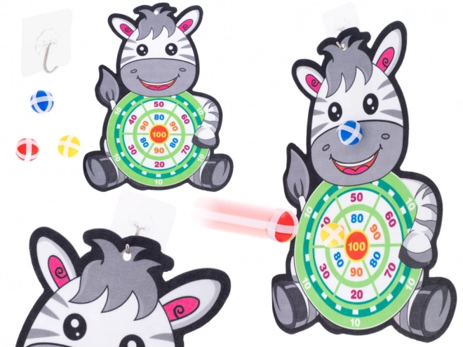Kinderspel met doek en ballen met klittenband Zebra