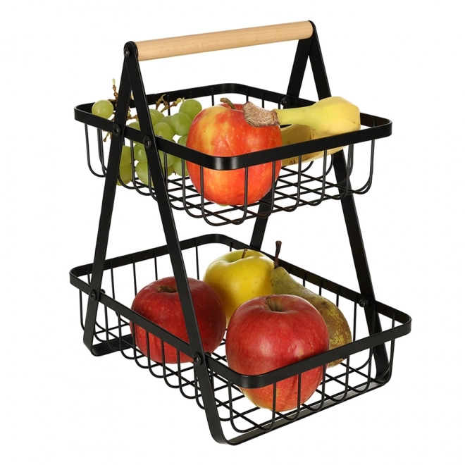 Two-tier Fruit Basket Metal and Wood