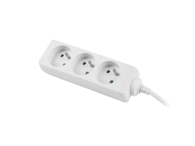 Witte voedingsverlengsnoer 1,5m, 3 stopcontacten