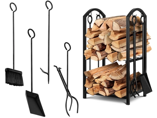 Houtopslagstandaard met accessoires