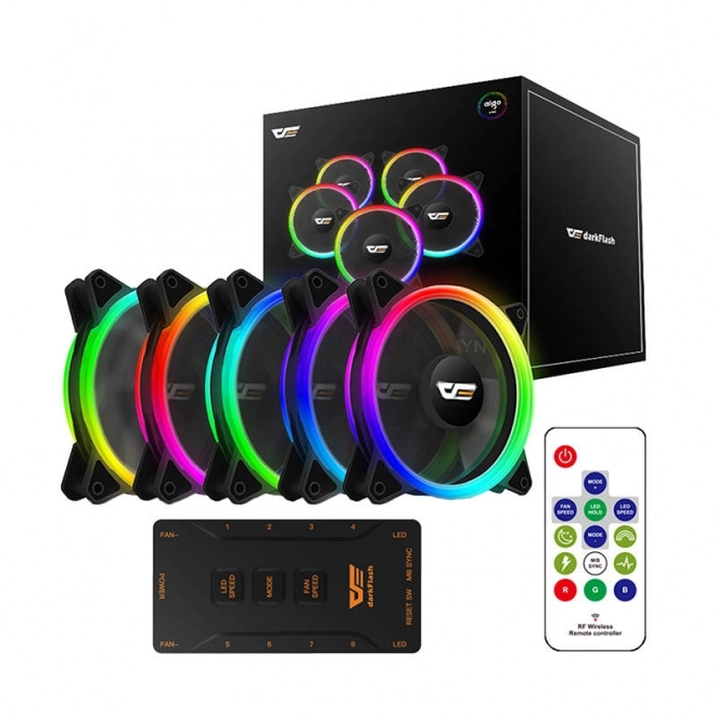 Set van ARGB Darkflash DR12 Pro 5-in-1 120x120 (€M (Zwart) computerfans