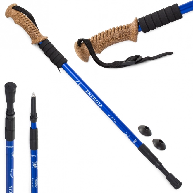 Nordic Walking trekkingleunen kurken handvat - 1 stuk – Modré