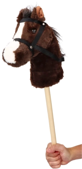 Hobby paard Bonnie staaf paard pluche - donkerbruin