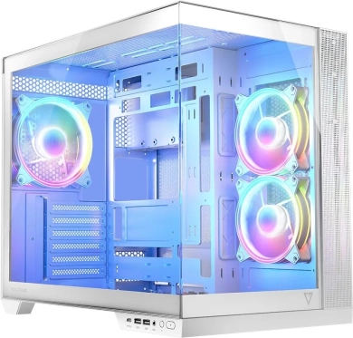 Witte computerbehuizing Volcano Panorama APEX ARGB 3F MIDI
