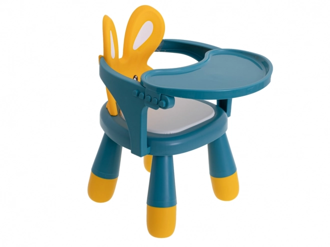 Stoelen om te voeden en spelen geel en blauw