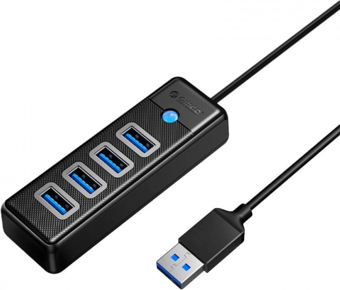 Orico hub USB 4× USB 3.0, 5 Gbps, câble 0,15 m, noir
