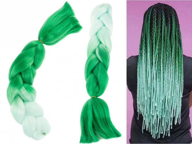 Synthetisch vlechtenhaar in groene ombre
