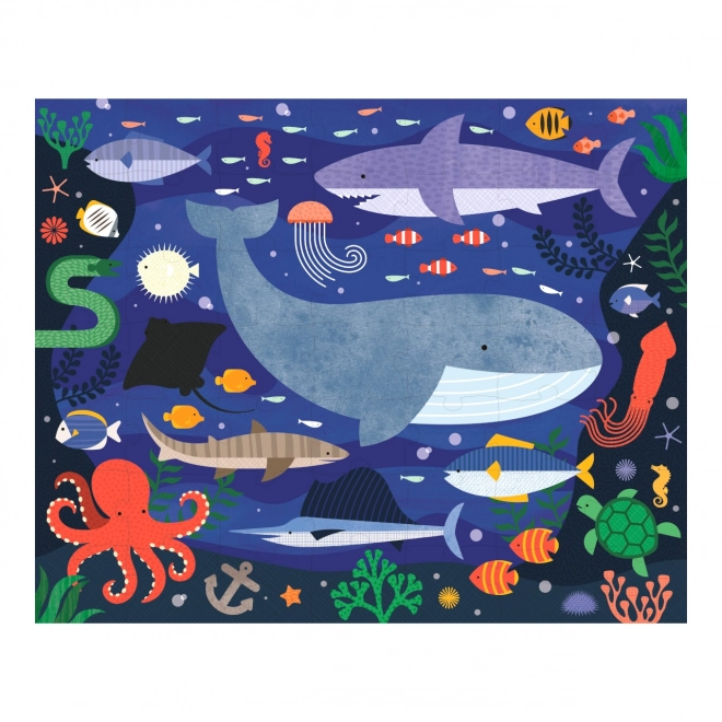 Dubbelzijdige puzzel onder de zee