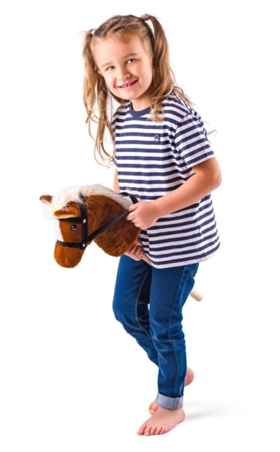 Hobby paard Bonnie staaf paard pluche - donkerbruin