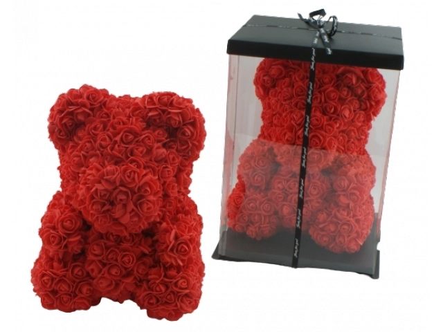 Valentijnsdag rode teddybeer met een hart van rozen - 40 cm
