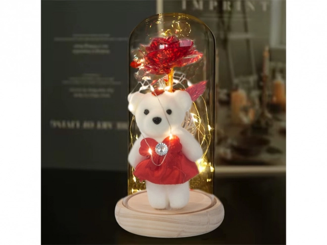 Ewige Rose mit Beleuchtung in Glasbox