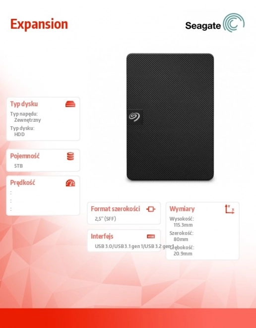 Disque dur externe Seagate Expansion 5TB noir