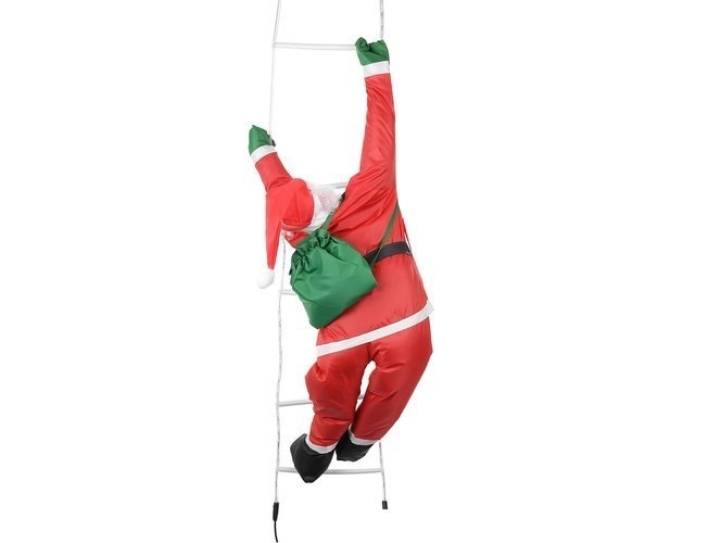 Weihnachtsmann auf LED-Leiter – mehrfarbig, 120 cm
