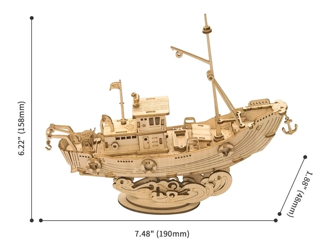 Vissersboot - 3D houten bouwpakket