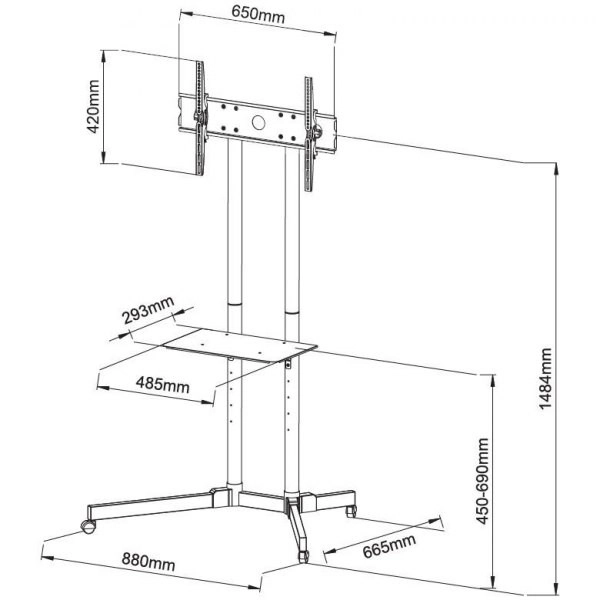 Mobile Stand for TV LCD/LED 30-65 inches, 60 kg, adjustable