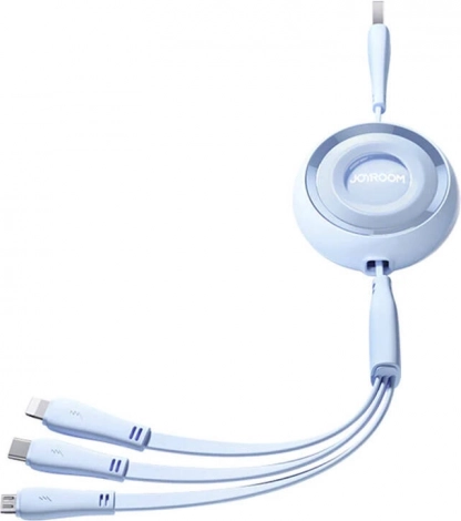 Joyroom câble coloré 3‑en‑1 USB vers USB‑C/Lightning/Micro USB 3,5 A, 1 m – Bleu