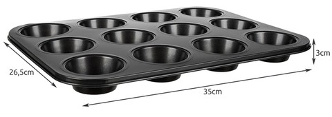 Moule à muffins en téflon avec 12 caissettes en silicone