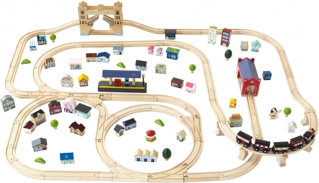 Le Toy Van houten treinbaan City met Londense brug