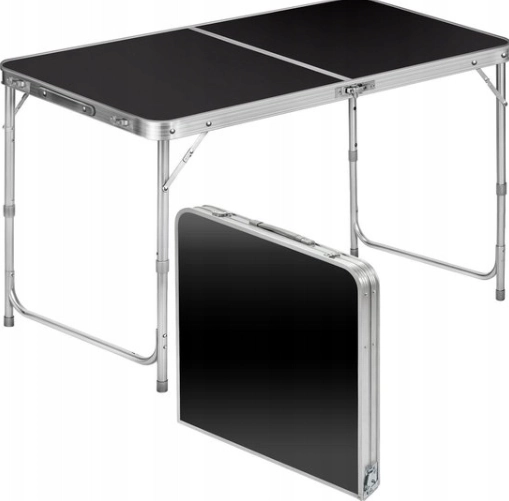 Opvouwbare campingtafel met verstelbare hoogte 120x60 cm zwart
