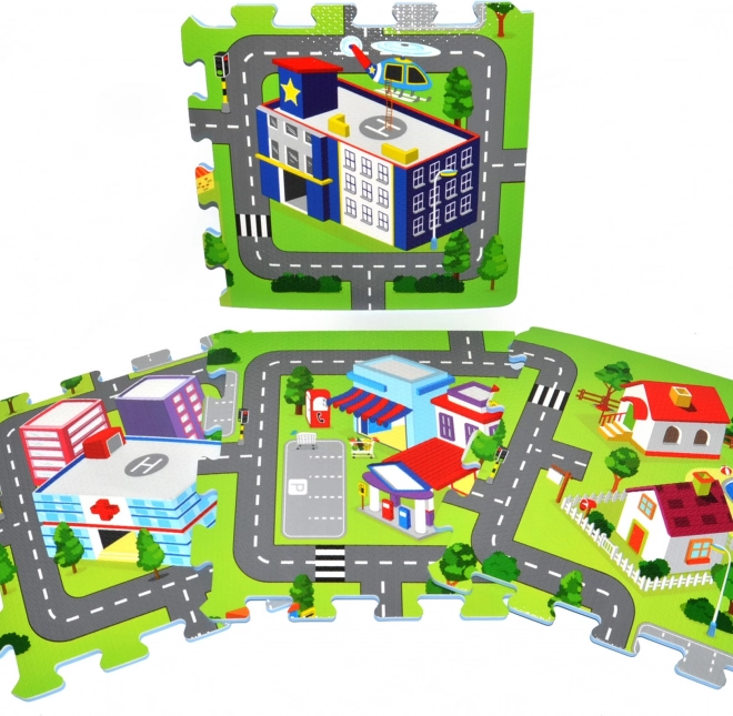 Zachte foamblokken – stad, 9 stuks (32 × 32 cm)