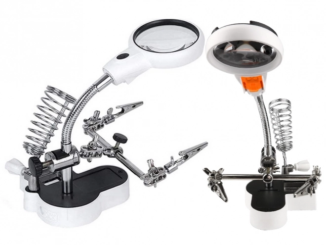Professionele derde hand met loep en LED-verlichting