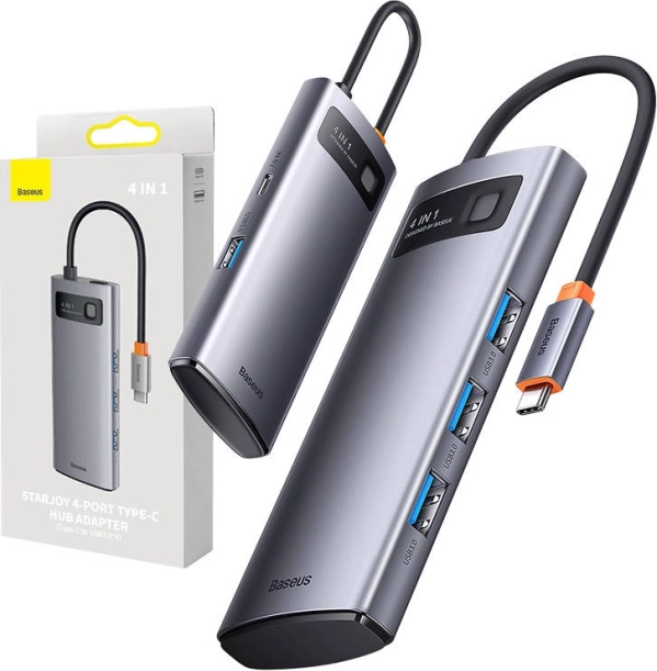 Hub USB‑C 4 en 1 BASEUS Metal Gleam – 4× USB 3.0