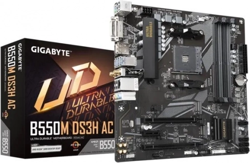Gigabyte B550M DS3H AC – microATX AM4-moederbord met Wi‑Fi, HDMI/DVI en M.2