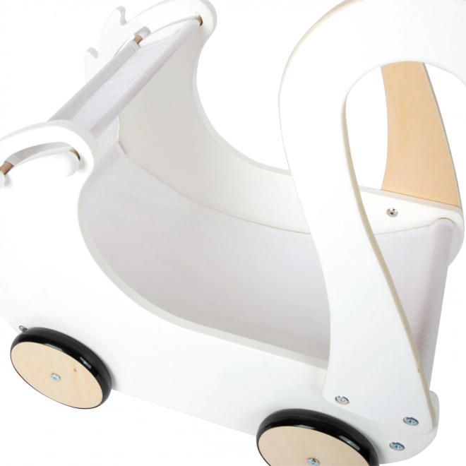Houten kinderwagen Zwaan