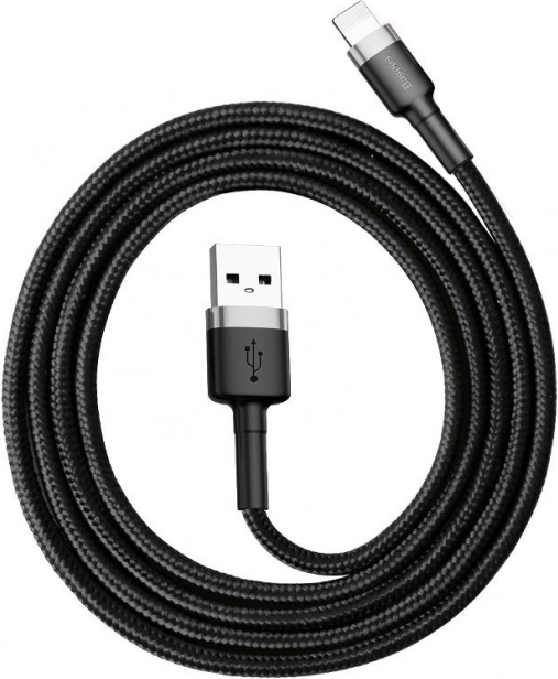 Baseus Cafule Lightning–USB Charging and Data Cable, 1 m, 2.4 A, Gray-Black