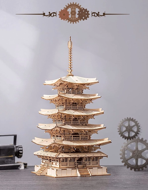 3D houten puzzel vijf verdiepingen pagode
