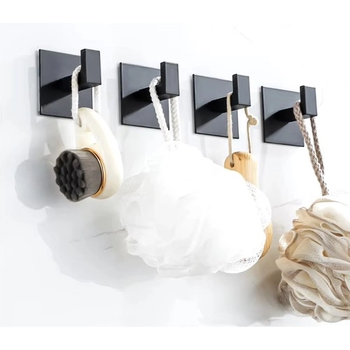 zwarte zelfklevende handdoekhaak in loftstijl - set van 4 stuks