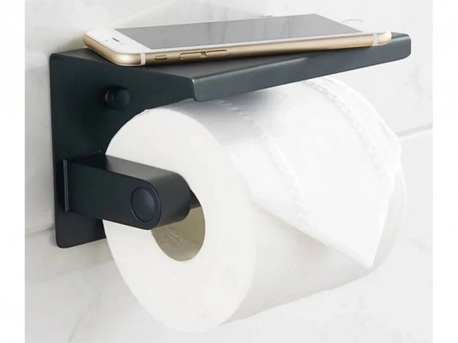 Stilvoller Toilettenpapierhalter mit Ablage für Handy im Loft-Design