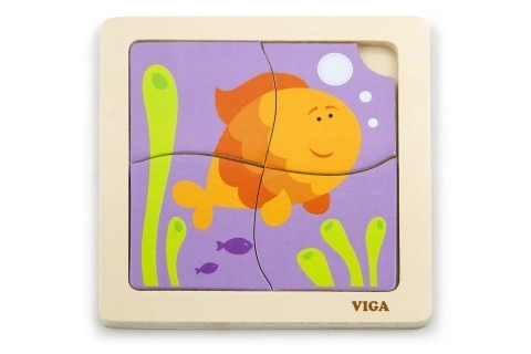 VIGA Houten puzzel Vissengraat 4 stukken