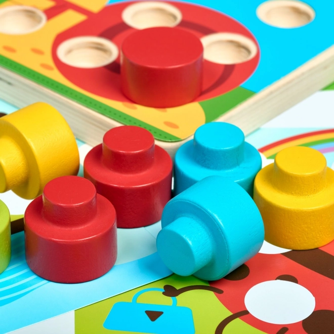 Lucy & Leo Kleurrijke mozaïek - houten spel met grote pinnen en sjablonen