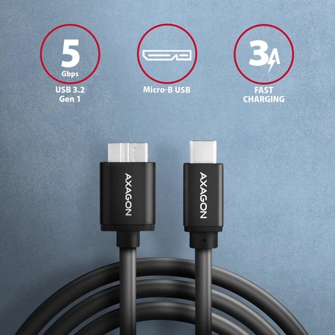 Câble Micro-B USB vers USB-C 3.2 Gen 1 1m 3A ALU PVC