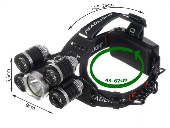 Hoofdlamp 5 x LED T6 CREE