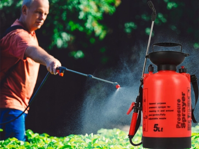 Handmatige druk tuinspuit met lange lans 5 l