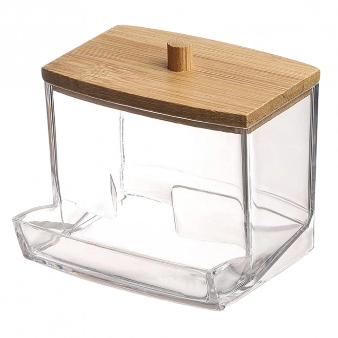 Storage Container for Cosmetic Swabs with Bamboo Lid