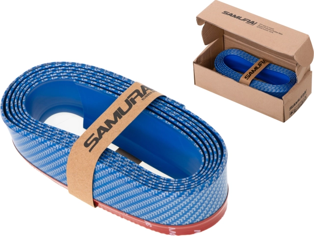 Universal rubber bumper spoiler with carbon pattern 2.5 m – Blue
