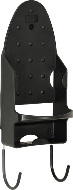 Wall-mounted holder for iron and board, heat-resistant, black