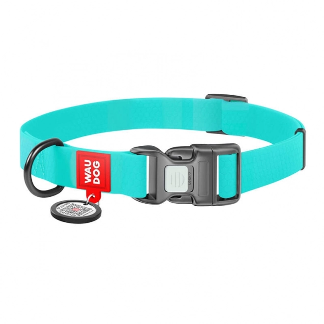Lichtgevende waterdichte halsband voor honden met QR-code Waudog maat L turquoise
