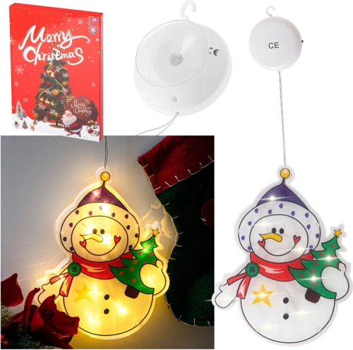 Hangende LED-raamdecoratie met zuignap – Sinterklaas met cadeaus – Sneeuwman