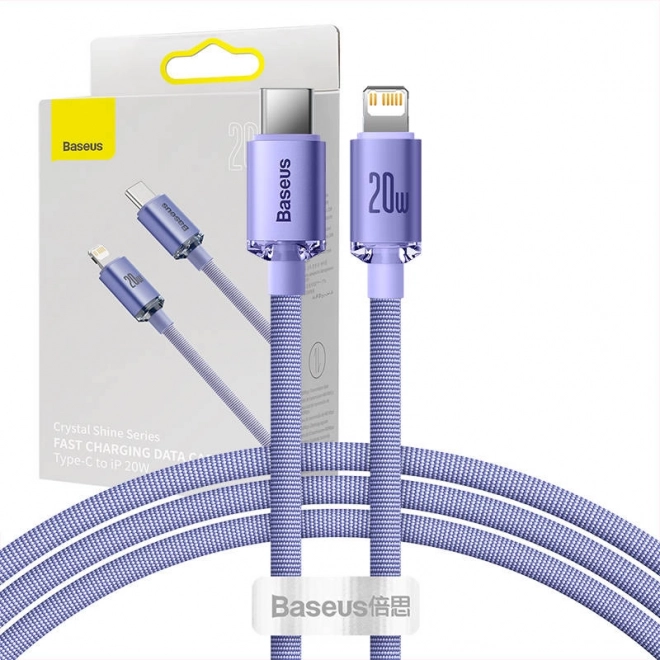 Baseus Crystal Shine câble de charge USB-C vers Lightning violet 20 W
