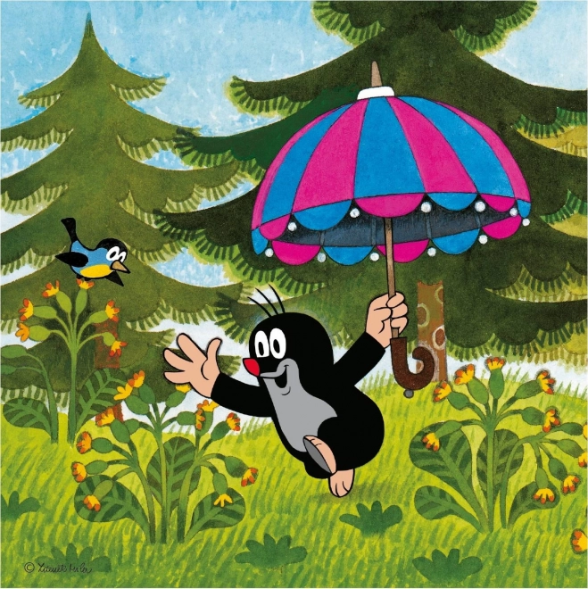 Dino Krteček en paraplu puzzel 3x55 stukjes