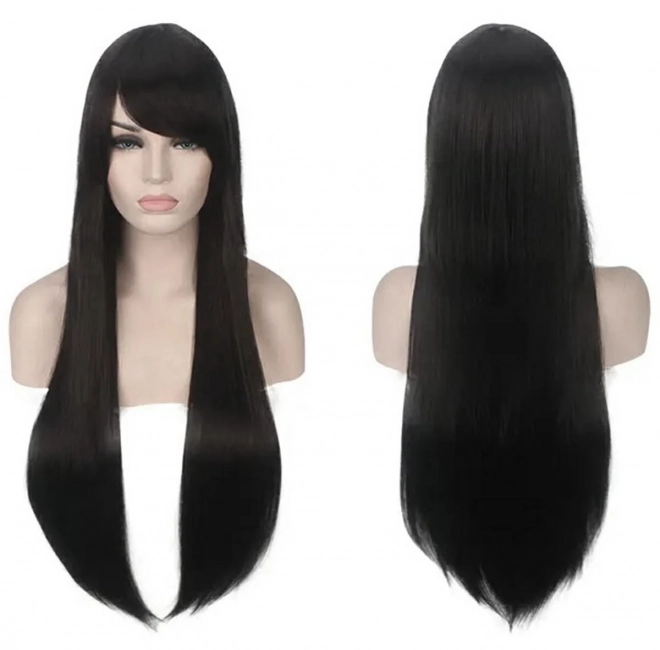 Longue perruque noire Cosplay 80 cm